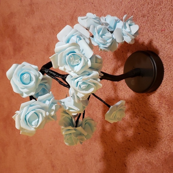 Light Blue Roses Whimsical Lamp. - Picture 1 of 8